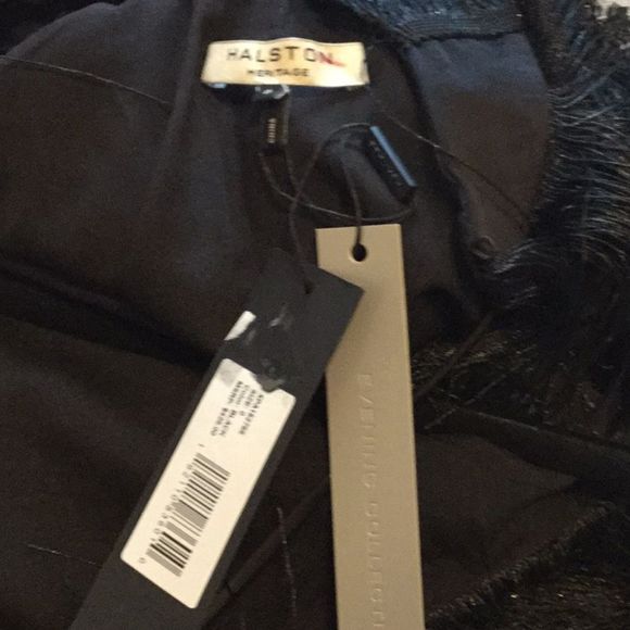 HALSTON Sleeveless High-Neck Fringe Slip Cocktail - Picture 4 of 8